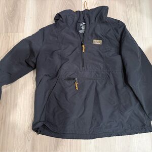 L.L. Bean Black Windbreaker with Orange Accents